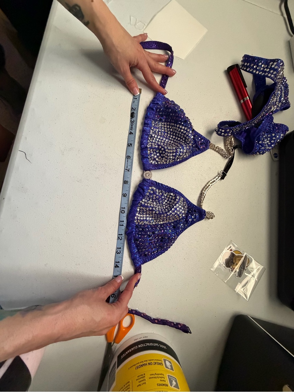 Hot Pink Rhinestone Bikini Set - Picture 2 of 7